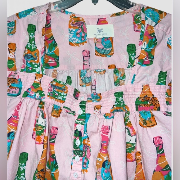 PrintFresh Womens Nightgown Pop The Bubbly Sparkling Rose Ruffle Hem - Picture 4 of 4